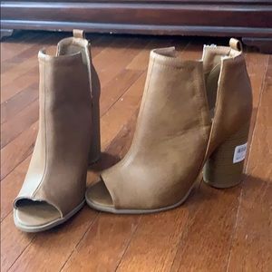 Brown booties with open toe